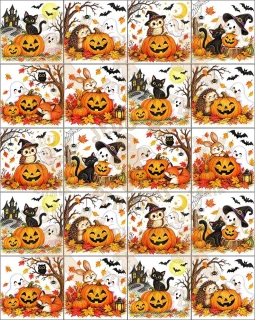 Fondánový list 20 čtverečků 51x51 mm - Pastelkový Halloween
